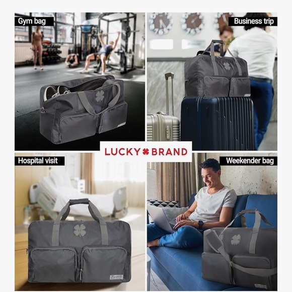 NWOT Lucky Brand Travel Duffel Bag 115L, Travel Bag, Large Duffle Charcoal Gray - Picture 3 of 13